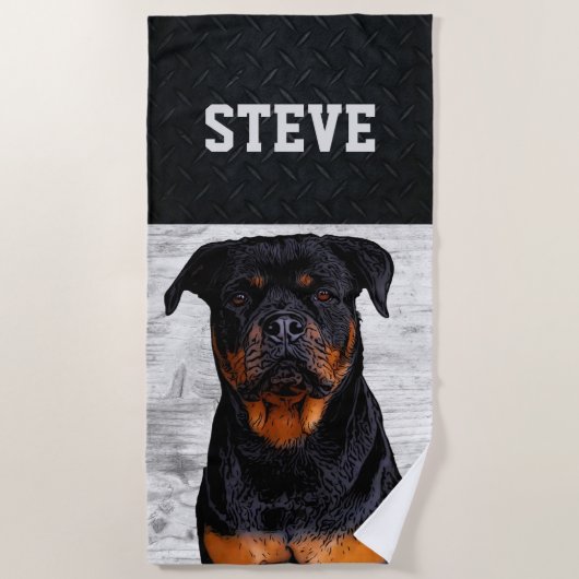 Serviette De Plage Rottweiler Chien Nom animal Cool Chien robuste Chi (Devant)