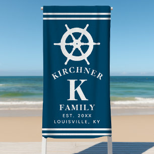 Serviette De Plage Roue de Bateau de Navigation Capitaine de Bateau N