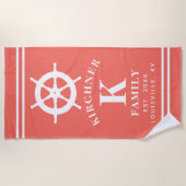 Serviette De Plage Roue de Bateau de Navigation Nom de Famille de Cap (Devant)