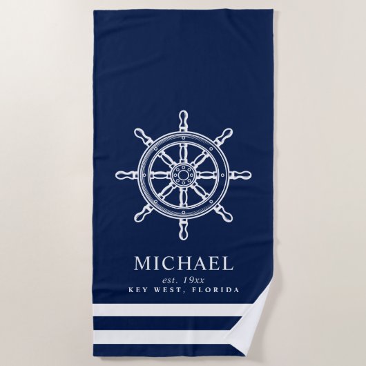 Serviette De Plage Roue de navire à thème nautique (Devant)