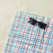 Serviette De Plage Rouge Aqua Turquoise Jaune Raigne Lignes Plaid (En situation)