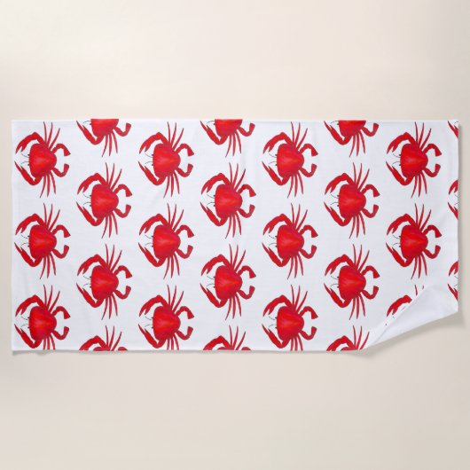 Serviette De Plage Rouge Baltimore Maryland Crabe Plage Océan (Devant)