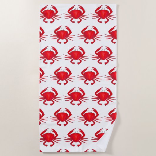 Serviette De Plage Rouge Baltimore Maryland Crabe Plage Océan (Devant)