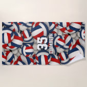 Serviette De Plage rouge blanc bleu sports interminables volleyballs (Devant)