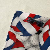 Serviette De Plage rouge blanc bleu sports interminables volleyballs (En situation)
