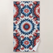 Serviette De Plage Rouge, Blanc & Bleu Tie-dye (Devant)