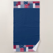 Serviette De Plage Rouge, blanc et bleu (Devant)