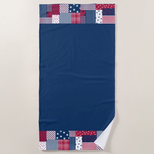 Serviette De Plage Rouge, blanc et bleu (Devant)