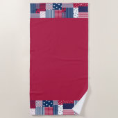 Serviette De Plage Rouge, blanc et bleu (Devant)