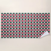 Serviette De Plage Rouge Blanc Et Vert Bloc De Couleur Impression (Devant)