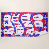 Serviette De Plage Rouge Blanc Je Fais Le 4 Juillet Teinture Nouée Ré (Devant)