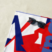 Serviette De Plage Rouge Bleu Blanc Abstrait Summer Vibes Beach Servi (En situation)