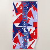 Serviette De Plage Rouge Bleu Blanc Abstrait Summer Vibes Beach Servi (Devant)