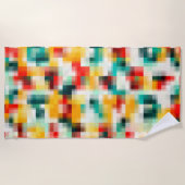 Serviette De Plage Rouge bleu vert jaune blanc Motif Abstrait (Devant)