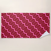 Serviette De Plage Rouge bordeaux rose chevron design zigzag (Devant)