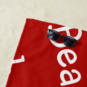 Serviette De Plage Rouge et blanc de motif de plage (En situation)