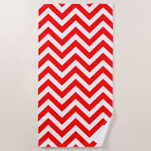 Serviette De Plage Rouge et blanc Grandes Dimensions Chevron