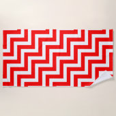 Serviette De Plage Rouge et blanc Grandes Dimensions Diagonales Chevr (Devant)