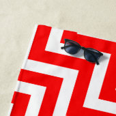 Serviette De Plage Rouge et blanc Grandes Dimensions Diagonales Chevr (En situation)