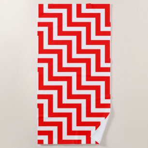 Serviette De Plage Rouge et blanc Grandes Dimensions Diagonales Chevr