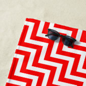 Serviette De Plage Rouge et blanc Taille moyenne Diagonal Trappes Che (En situation)