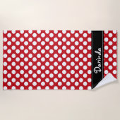 Serviette de plage rouge et blanche personnalisée (Devant)