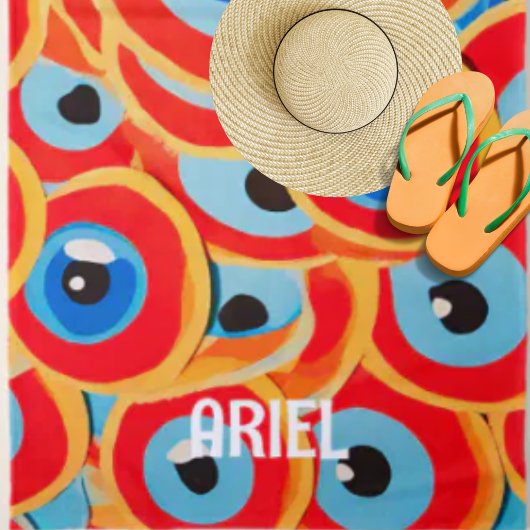 Serviette de plage rouge et bleu couleur mauvais œ