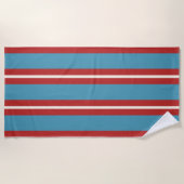 Serviette De Plage Rouge et Bleu vif Motif rayé Design moderne (Devant)