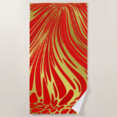 serviette de plage rouge et or (Devant)