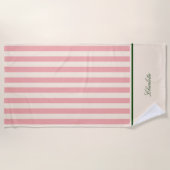 Serviette De Plage Rouge Goutte Prépa Rayure Rose (Devant)