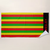 Serviette De Plage Rouge Jaune et Vert Rayé Rasta (Devant)