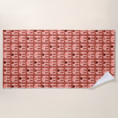 Serviette De Plage Rouge Motif rose éléphant (Devant)