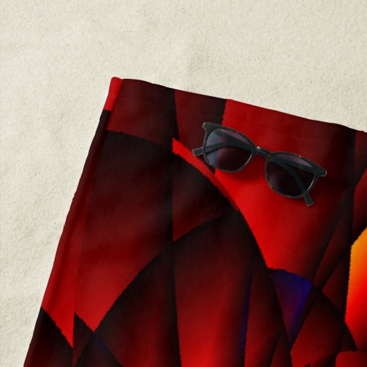 Serviette De Plage Rouge noir Pétale (En situation)