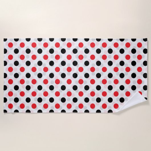 Serviette De Plage Rouge noir Pois Textile Motif Design (Devant)