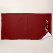 Serviette de plage rouge profond personnalisée ave (Devant)