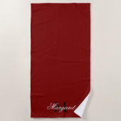Serviette de plage rouge profond personnalisée ave (Devant)