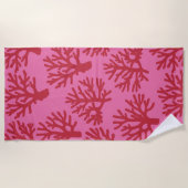 Serviette De Plage Rouge Rose Corail Tropical (Devant)