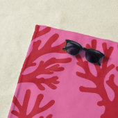 Serviette De Plage Rouge Rose Corail Tropical (En situation)