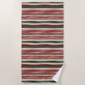 Serviette De Plage Rouges Vertes Blush Rayures Blanches  (Devant)