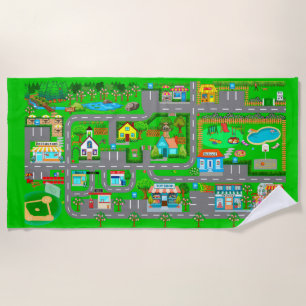 Serviette De Plage Routes de ville pour voitures
