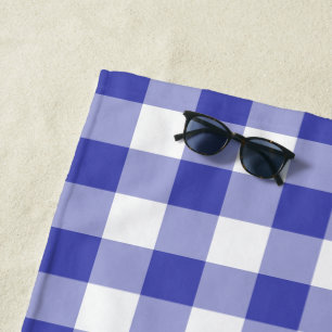 Serviette De Plage Royal Blue blanc En vichy Motif moderne