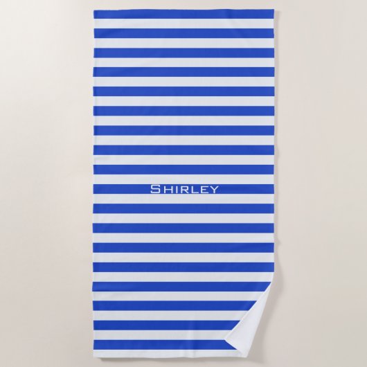 Serviette De Plage Royal Blue Combination Stripes par Shirley Taylor (Devant)