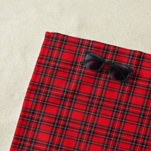 Serviette De Plage Royal Stewart tartan rouge noir plaid