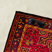 Serviette De Plage Ruban perse rouge et or (En situation)