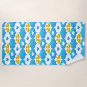 Serviette De Plage Rubber Duckie et Coeurs Jaune et Bleu (Devant)