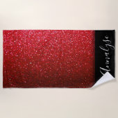 Serviette De Plage Ruby Red Ombre Parties scintillant étincelle Beaut (Devant)