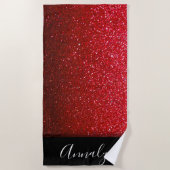 Serviette De Plage Ruby Red Ombre Parties scintillant étincelle Beaut (Devant)