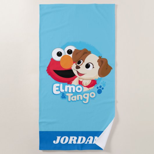 Serviette De Plage Rue Sésame | Badge Elmo & Tango (Devant)