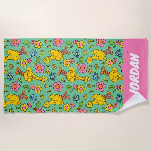 Serviette De Plage Rue Sésame | Big Bird & Little Bird | Ajouter un n (Devant)