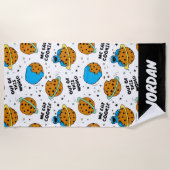Serviette De Plage Rue Sésame | Cookie Monster | Ajouter Votre Nom (Devant)